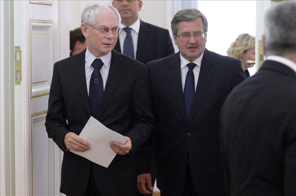 Herman Van Rompuy, az Európai Tanács elnöke és Donald Tusk 