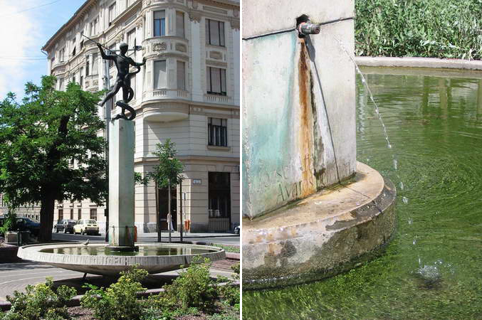 A Mikszáth Kálmán téri szökőkút két hete még nem működött