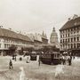 Deák Ferenc tér, szemben a Bajcsy-Zsilinszky út (Váci körút), háttérben a Szent István-bazilika.  (1904)