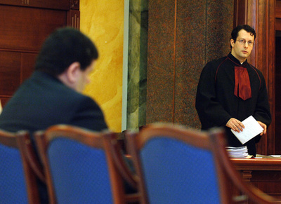 2009. február 11. Princz Gábor a Postabank-per ítélethirdetésén.