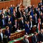 Opposition left the room, but came back for the vote on the Overtime Act - They sang the National Anthem (joined by some of the MPs of Fidesz), but the voting started - and resulted in Parliament passing the law without a problem.
