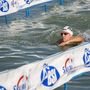 Rasovszky Kristóf a balatonboglári célban a 38. Lidl Balaton-átúszáson 2020. augusztus 1-jén. A 23 éves világbajnok úszó a Révfülöp és Balatonboglár közötti 5200 méteres távot új csúccsal kereken 57 perc alatt teljesítette.
