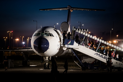 A Malév egyik TU-154-es repülőgépe az Aeroparkban a Múzeumok Éjszakáján 2021. június 26-án