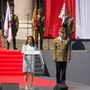 Novák Katalin köztársasági elnök beiktatási beszédet mond a díszceremónián az Országház előtt, a Kossuth téren 2022. május 14-én