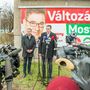 Karácsony Gergely az MSZP-Párbeszéd közös miniszterelnök-jelöltje (j) és Molnár Gyula a Magyar Szocialista Párt (MSZP) elnöke Március 15. című sajtótájékoztatójukon a XIV. kerületi Mogyoródi úton 2018. március 5-én