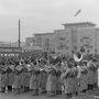 1951-ben a Bartók téren fújják a katonazenekar rezesei.