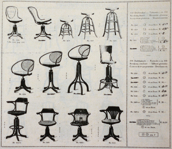 Forradalmi újítás volt a bútorgyártásban (középen a Székek Székének is tartott 14-es számú kávéházi szék)
