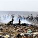 India: Marabuk és hulladékgyűjtő gyerekek Guwahati szeméttelepén.