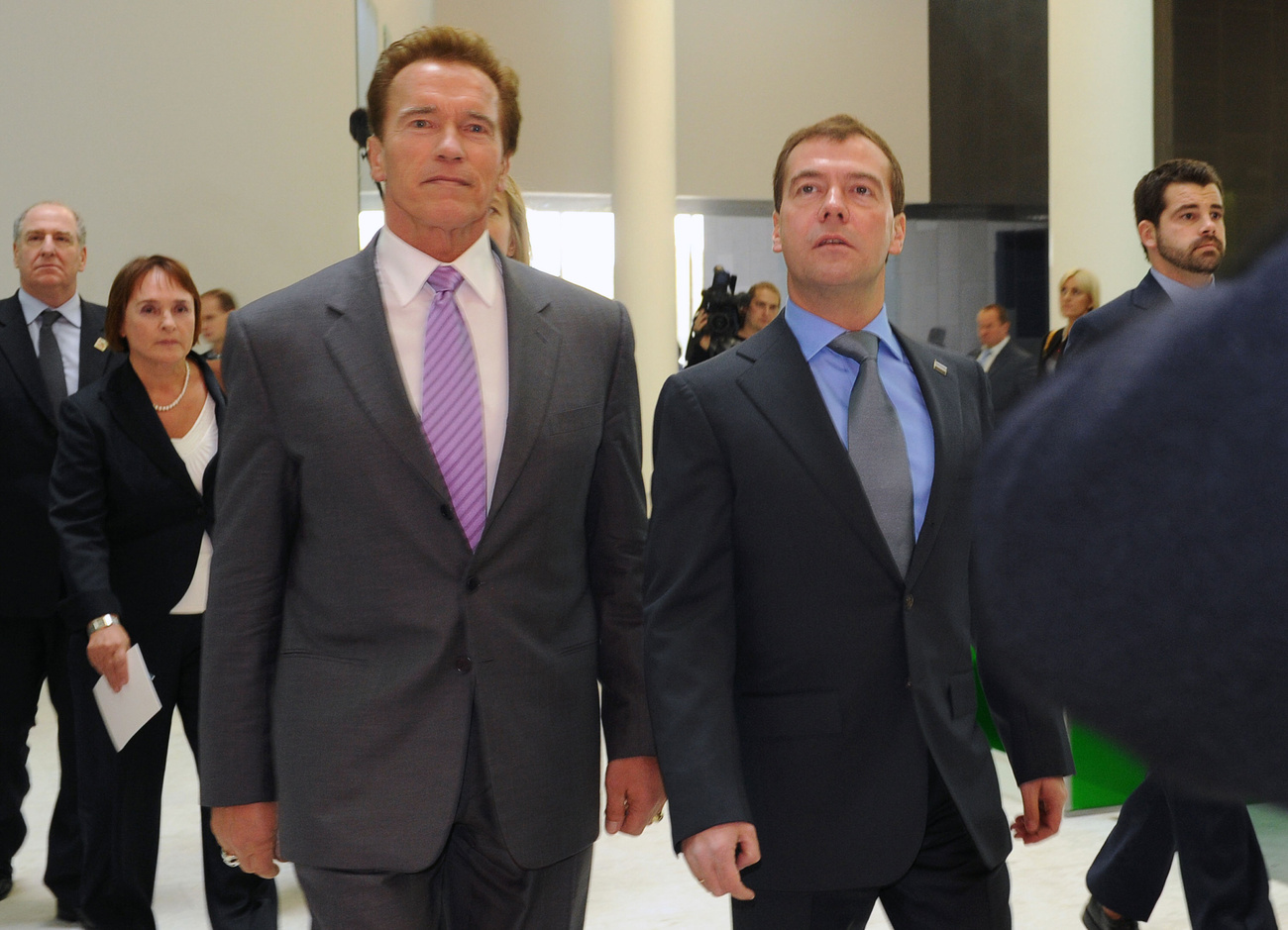 Schwarzenegger a szkolkovói felszólalásában orosz helyett véletlenül szovjet kollégákat emlegetett.