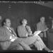 Edward Arnold, Ronald Reagan, és Pat Somerset, a filmszínész-szövetség tisztviselői sztrájkmegbeszélésen, 1947 augusztus 19-én, Los Angelesben.