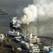 Kesennuma, Miyagi - légi felvétel egy füstölő hajóról
