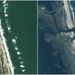 Észak-Karolina partvidéke a hurrikán előtt és után
