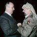 1986. április 17. Gorbacsov és Jasszer Arafat a keletnémet Szocialista Egységpárt (SED) 11. kongresszusán.