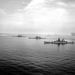 1954. június 7. Egyszeri alkalom a történelemben: egyszerre hajózik haza a koreai háború végén a négy nagy csatahajó, az Iowa, a Wisconsin, a Missouri és a New Jersey (a képen távolodó sorrendben).