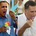 Fagyiból mindketten a pirosat, Romney viszont többet használja a nyelvét