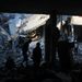 Lebombázott paleszint lakóépület Gázában
