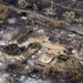 Leégett házak Dunalley községben, a Tasmán-szigeten