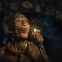 Egy mentawai-i ember dohányzás közben.