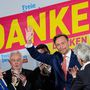 Christian Lindner, a szabaddemokrata párt vezetője ünnepel, miután pártja a negyedikként jutott a német parlamentbe
