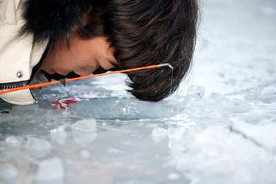 A fesztiválon kézi horgász verseny is van, ahol a jeges vízbe ugranak és puszta kézzel fogják ki a halakat.
