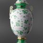 Herendi Porcelánmanufaktúra: Fedeles váza zöld burkolattal és arany díszítéssel