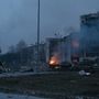  Borodjanka épületei egy ágyúzás következtében megsérültek 2022. március 2-án