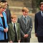 Diana hercegné,  Harry herceg, Vilmos herceg és Károly herceg 1995. szeptember 6-án