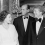 II. Erzsébet királynő, Fülöp herceg és Jimmy Carter a Buckingham-palotában 1977. május 1-jén