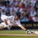 Sport akció, egyedi - 1. díj. Jonathan Trott krikettező kiesik az Ashes ötödik tesztmecsén, 2009. augusztus, London. Fotó: Gareth Copley, Egyesült Királyság, Press Association
England’s 