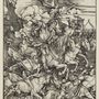 Albrecht Dürer: Az Apokalipszis négy lovasa, 1497-1498 körül, rézmetszet