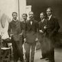 Az Académie La Palette magyar diákjai, 1913 körül (balról jobbra : Csáky József, Kóródy Elemér, Szobotka Imre, Farkas István, Miklós Gusztáv)