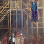 Kőszegi Ákos Jerikó, Ertl Zsombor Április és Radnay Csilla Gáránsz szerepében, Jacques Prévert a Szerelmek városa című zenedrámájának próbáján a Vígszínházban 2021. szeptember 2-án.