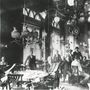 Kereskedők a Centrál Kávéházban az 1910-es években. A fotón a kávéház belső terének egyik részlete látható
