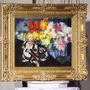 Vaszary János Virágok szerencsehozó szoborral című, 140 millió forintért elárverezett festménye a Kieselbach Galéria és Aukciósház téli aukcióján a Marriott Hotelben 2023. december 17-én