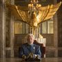 Donald Sutherland Snow elnök szerepében Az éhezők viadala című film forgatásán 2013-ban