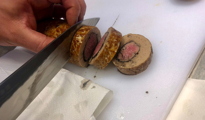 Prádba hengergetett bárányfilé hőkezelése