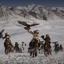 Kazakh vadászok egy helyi ünnepen