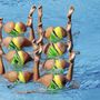 Az ukrán csapat kötelező gyakorlata a Rio de Janeiró-i nyári olimpia műúszásában a Maria Lenk Uszodában.