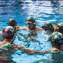 A magyar csapat a 15. víz alatti hoki Európa-bajnokság Magyarország - Hollandia mérkőzésén