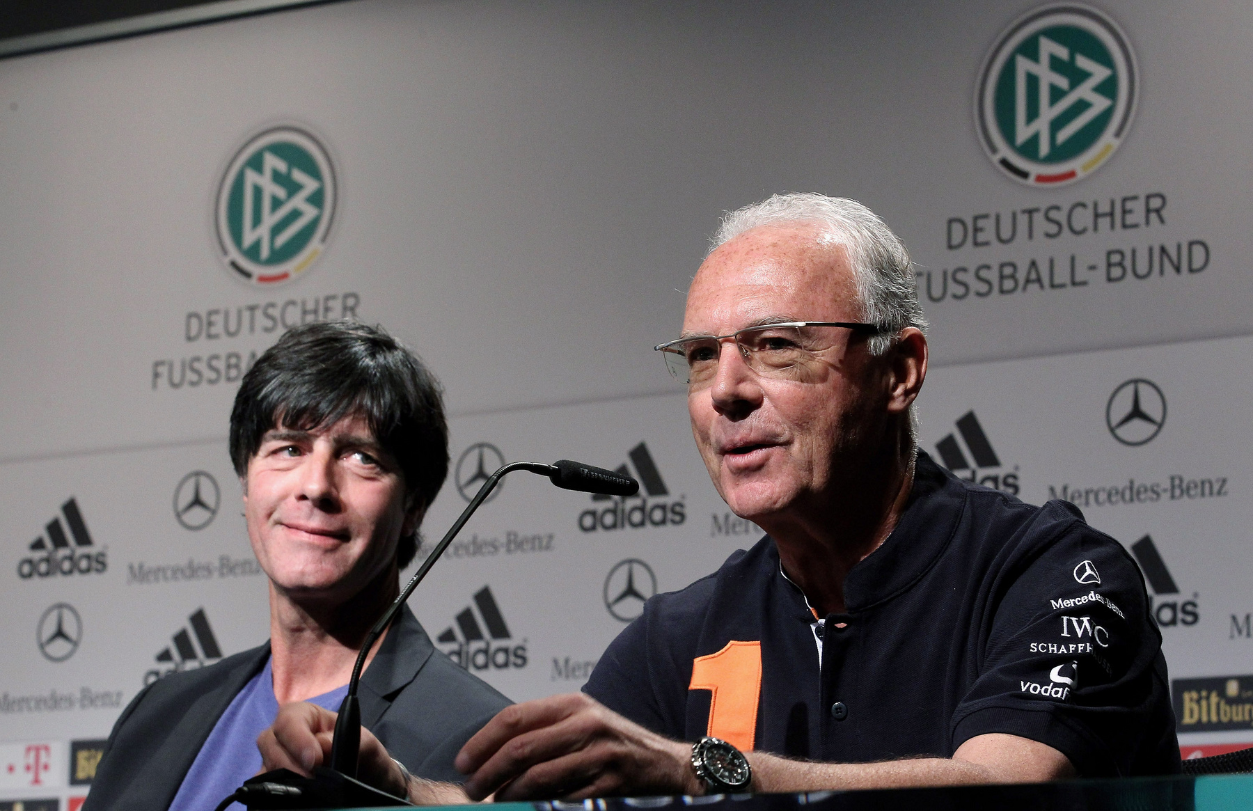 Lothar Matthäus és Franz Beckenbauer labdarúgó-világbajnokok 2020. október 10-én