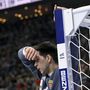 Andó Arián kapus a férfi kézilabda olimpiai kvalifikációs Európa-bajnokság középdöntőjének negyedik fordulójában játszott Franciaország - Magyarország mérkőzésen