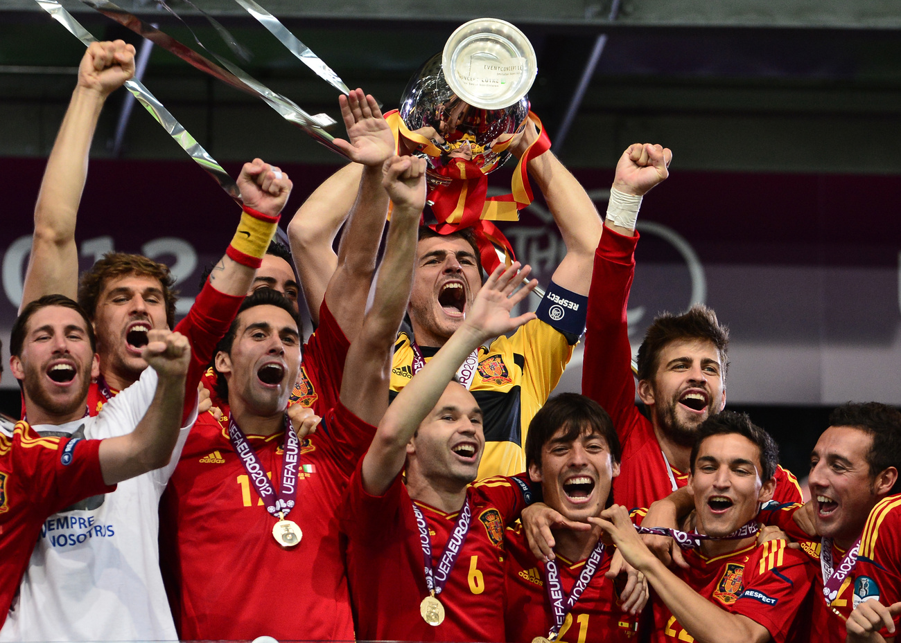 A spanyol válogatott a 2012-es Eb-győztes.