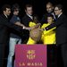 Guillermo Amor, Carles Puyol, Sandro Rosell, Guardiola és Artur Mas a Barceola FC új edzőközpontzjának, a La Masia átadóján