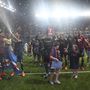 A Videoton játékosai ünnepelnek, miután 2-0-ra legyőzték a Budapest Honvédot.