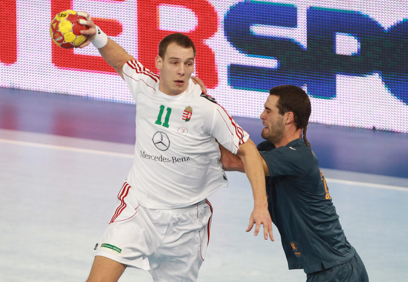  Magyarország - Ausztrália mérkőzésen a spanyolországi férfi kézilabda-világbajnokságon a madridi Caja Magica sportcsarnokban 