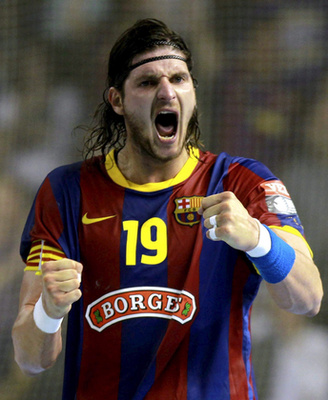 Nagy László a férfi kézilabda Bajnokok Ligája negyeddöntőjében játszott Telekom Veszprém - Flensburg-Handewitt visszavágó mérkőzésen a Veszprém Arénában 2019. május 4-én.