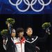 Apolo Anton Ohno (ezüst), Li Jung Szu (arany) és J.R. Celski (bronz) a rövidpályás gyorskorcsolya 1500 méteres számának dobogósai