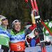 A győztes német sífutónők a csapatsprint után: Evi Sachenbacher-Stehle, Claudia Nystad