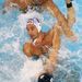 2008. augusztus 24. Benedek Tibor viaskodik Ryan Bailey és Tony Azevedo  amerikai pólóssal a Pekingi Olimpia vizilabda döntőjében