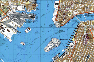 New York egy 1982-es szovhjet térképen (a jobb fölső sarokban Manhattan)